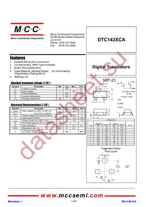 DTC143XCA-TP datasheet  